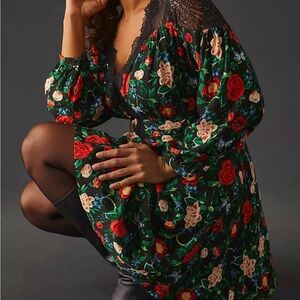 Anthropologie Lacy V-Neck Mini Dress - Size 8